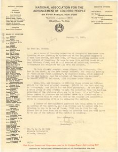Letter from National Association for the Advancement of Colored People to W. E. B. Du Bois