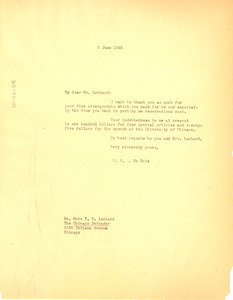 Letter from W. E. B. Du Bois to Chicago Defender