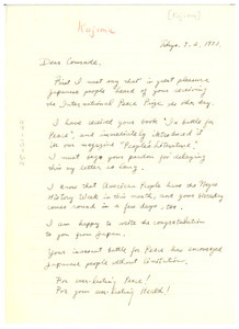 Letter from Shozo Kojima to W. E. B. Du Bois