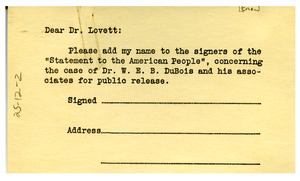 Petition reply card