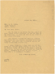 Letter from Augustus Granville Dill to G. V. Banks