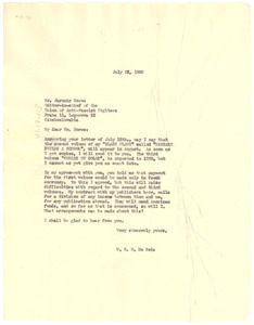 Letter from W. E. B. Du Bois to Union of Anti-Fascist Fighters