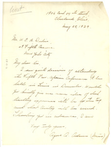 Letter from Agnes A. Adams to W. E. B. Du Bois