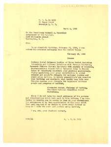 Letter from W. E. B. Du Bois to Mikhail A. Menshikov