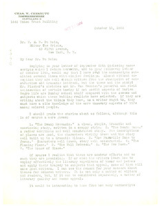 Letter from Charles W. Chesnutt to W. E. B. Du Bois