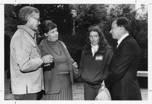 David C. Knapp standing outside with Ed Bennett, Rosalie Allen and Julie Bennett