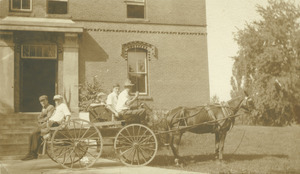 Students with horse and buckboard