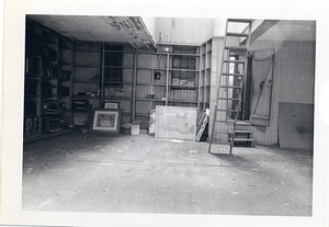 Ladder set up in the center of a room in the Parkman House