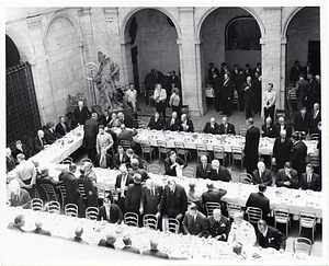 A large group of men attending an event