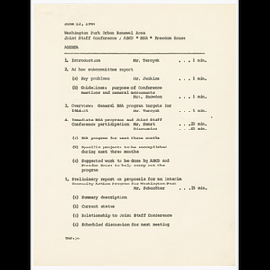 Agenda for joint staff conference on June 12, 1964