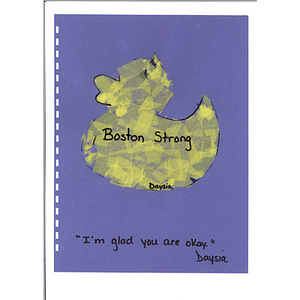 Boston Strong duck made by Hoops and Homework program in Framingham, MA