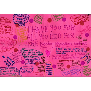 Card mailed to the Boston Medical Center by students and members of the Terrapin team at The Millford School (Westborough, MA)