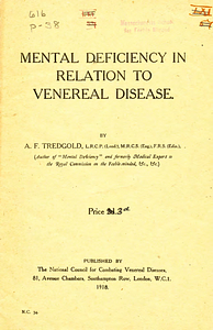 Mental deficiency in relation to venereal disease