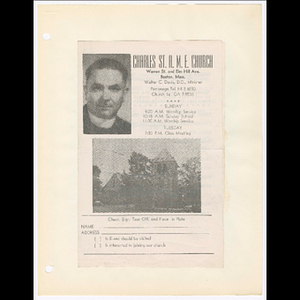 Charles St. A.M.E. Church, program for Charlame Park Homes Inauguration Day, January 10, 1964
