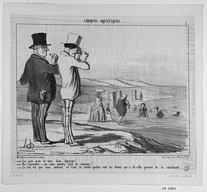 - J'ai peur qu'on nous fasse déguerpir! - De l'assurance... on nous prendra pour des douaniers! - Le fait est que nous sommes en train de vérifier quelles sont les dames qui à la ville portent de la contrebande.