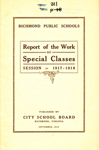 Report of the Work of Special Classes: session 1917-1918