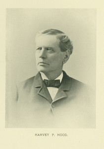 Head-and-shoulders studio portrait of Harvey P. Hood, facing left, location unknown, undated
