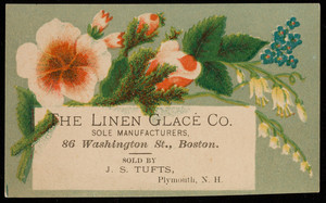 Trade card for The Linen Glacé Co., sole manufacturers of the world's starch polish, 86 Washington Street, Boston, Mass., undated