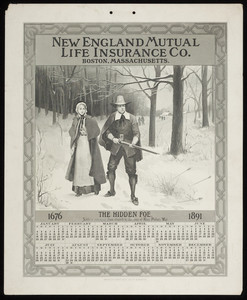 Calendar for New England Mutual Life Insurance Co., Post Office Square, Boston, Mass., 1891