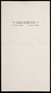 Imagination and skill are your only limitations, The Decorite Co., manufacturers of Decorite, Decoglaze, Decosize, 53 State Street, Boston, Mass.