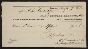 Billhead for Edward Emerson & Co., dealer in butter, cheese and lard, No. 47 Faneuil Hall Market, Boston, Mass., dated August 7, 1841