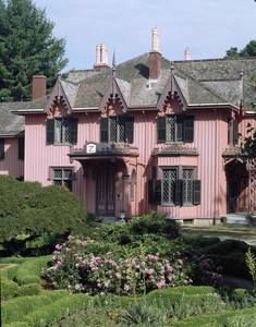 View of south side with garden in summer, Roseland Cottage, Woodstock, Conn.