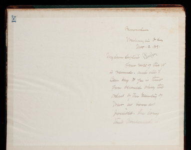 Thomas Lincoln Casey Letterbook (1888-1895), Thomas Lincoln Casey to Captain Bixby, November 12, 1891