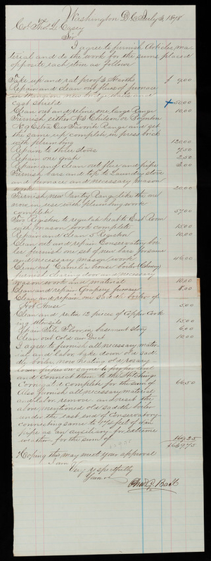 Charles A. Ball, July 3, 1878, estimate