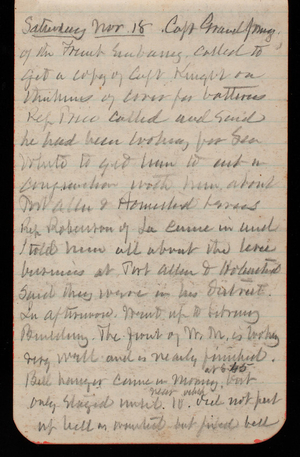 Thomas Lincoln Casey Notebook, November 1893-February 1894, 02, Saturday Nov 18