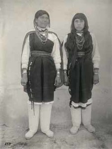 "Two Isleta women, native costume"