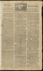 The Boston-Gazette, and Country Journal, 13 October 1766