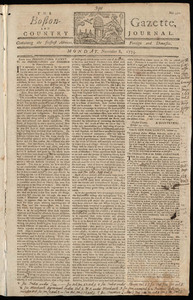 The Boston-Gazette, and Country Journal, 8 November 1773