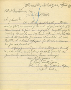 Letter from Benjamin Smith Lyman to Edward Vincent D'Invilliers