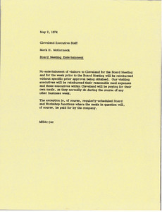 Memorandum from Mark H. McCormack to Cleveland executive staff