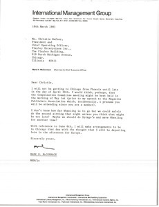 Letter from Mark H. McCormack to Christie Hefner