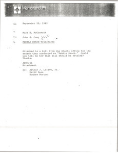 Memorandum from John S. Oney to Mark H. McCormack