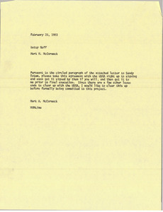 Memorandum from Mark H. McCormack to Betsy Goff