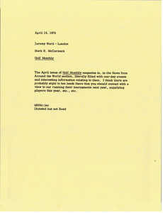 Memorandum from Mark H. McCormack to Jeremy Ward