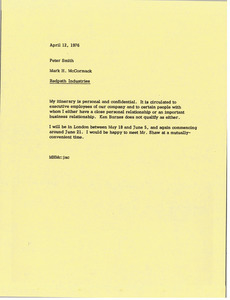 Memorandum from Mark H. McCormack to Peter Smith