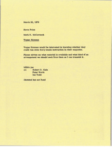 Memorandum from Mark H. McCormack to Steven D. Price