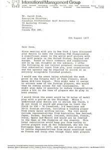 Letter from Mark H. McCormack to David Zink