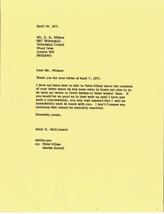 Letter from Mark H. McCormack to E. K. Wilson