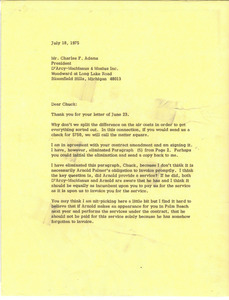 Letter from Mark H. McCormack to Charles F. Adams