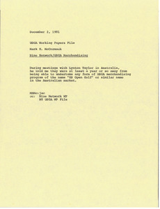 Memorandum from Mark H. McCormack to United States Golf Association working papers file