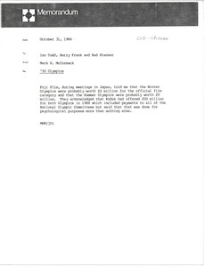 Memorandum from Mark H. McCormack to Ian Todd