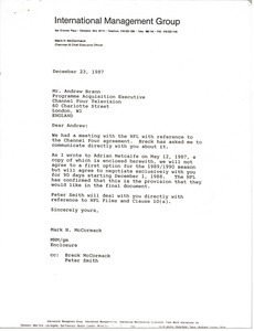 Letter from Mark H. McCormack to Andrew Brann