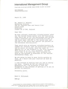 Letter from Mark H. McCormack to Robert E. McCowen
