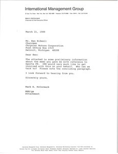 Letter from Mark H. McCormack to Ben Bidwell