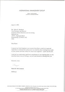 Letter from Mark H. McCormack to Albert Brashear