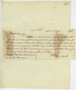 Letter from John Mack to Joseph Lyman